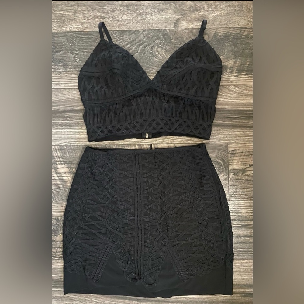 Bebe Elegant Black Women's Skirt Set